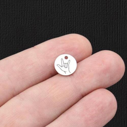 I Love You Stainless Steel 10mm Round Charms - BFS005-5865