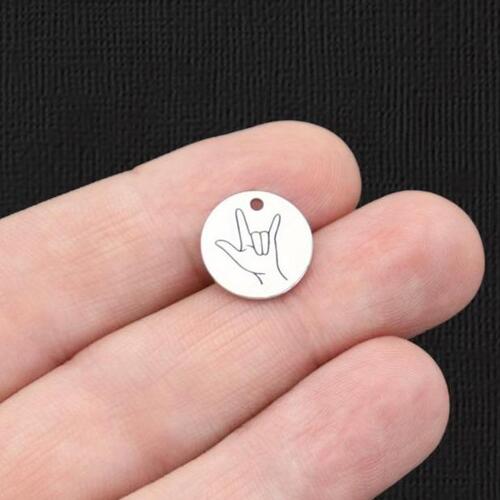 I Love You Stainless Steel 13mm Round Charms - BFS007-5864