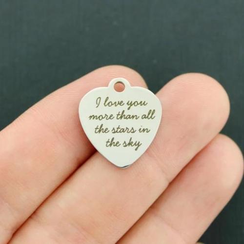 I Love You Stainless Steel Charms - More than all the stars in the sky - BFS011-3620