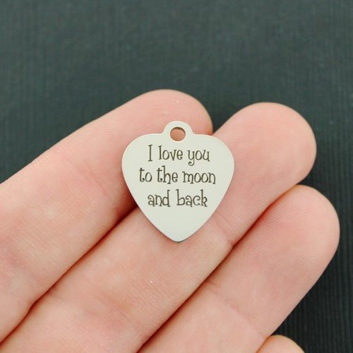 I Love You Stainless Steel Charms - to the moon and back - BFS011-4318