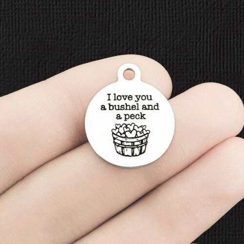 I love you Stainless Steel Charms - a bushel and a peck - BFS001-6622