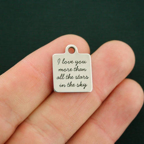 I love you Stainless Steel Charms - more than all the stars in the sky - BFS013-1966