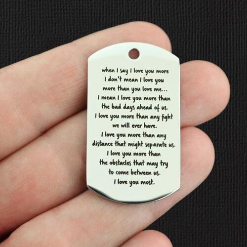 I love you most Stainless Steel Dog Tag Charms - BFS024-7796