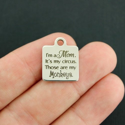 I'm a mom Stainless Steel Charms - It's my circus. Those are my monkeys - BFS013-4066