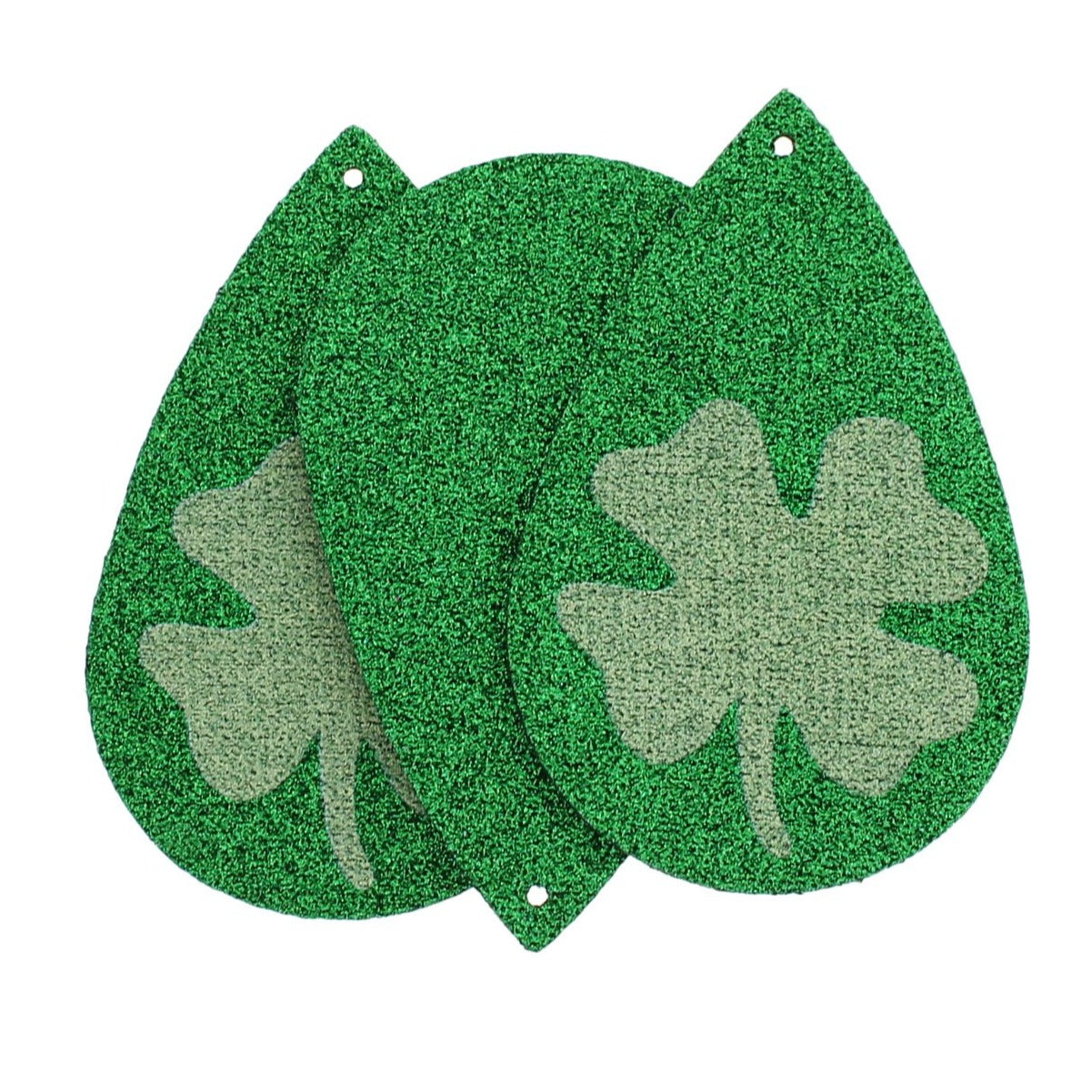 Pendentifs en forme de larme en similicuir - Trèfle à quatre feuilles scintillant - 4 pièces - LP178