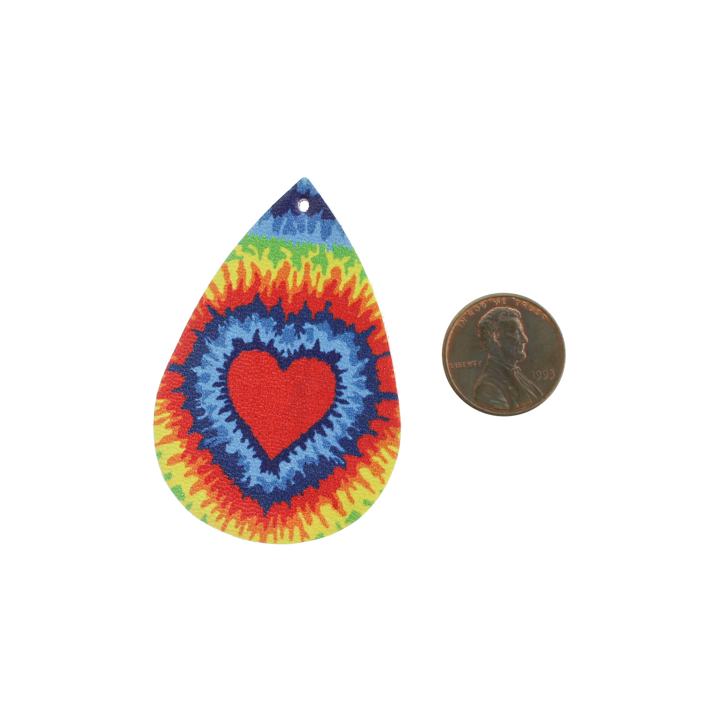 Imitation Leather Teardrop Pendants - Heart Tie-dye - 4 Pieces - LP134