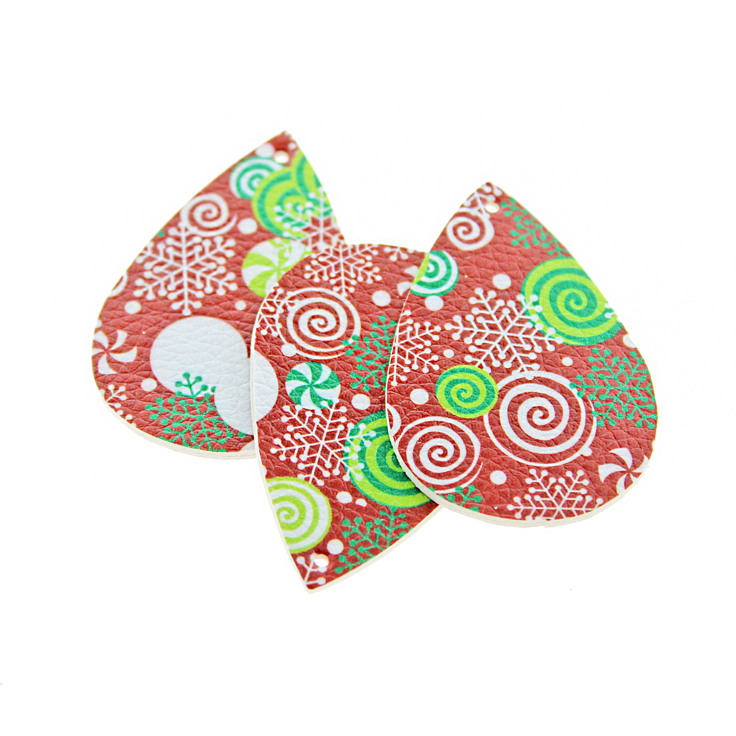 Pendentifs en forme de larme en similicuir - Noël rouge - 4 piÚces - LP101