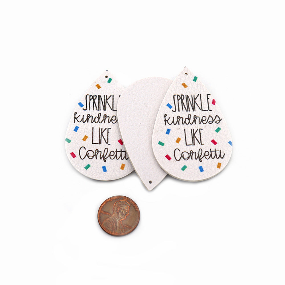 Pendentifs en forme de larme en similicuir - Saupoudrez la gentillesse comme des confettis - 4 pièces - LP075