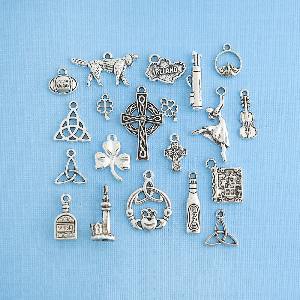 Ireland Charm Collection Antique Silver Tone 20 Different Charms - COL330