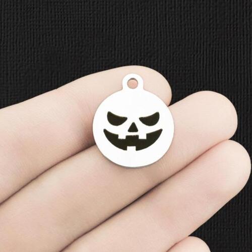 Jack O'Lantern Pumpkin Stainless Steel Charms - BFS001-6193