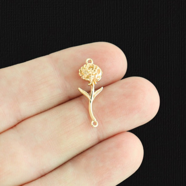 January Birth Flower Gold Tone Copper Connector Charm 3D - GC854