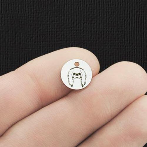 Japanese Chin Stainless Steel 10mm Round Charms - BFS005-5993