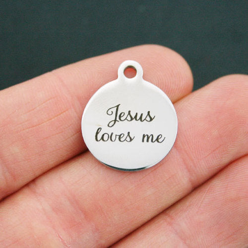 Jesus Loves Me Stainless Steel Charms - BFS001-0458