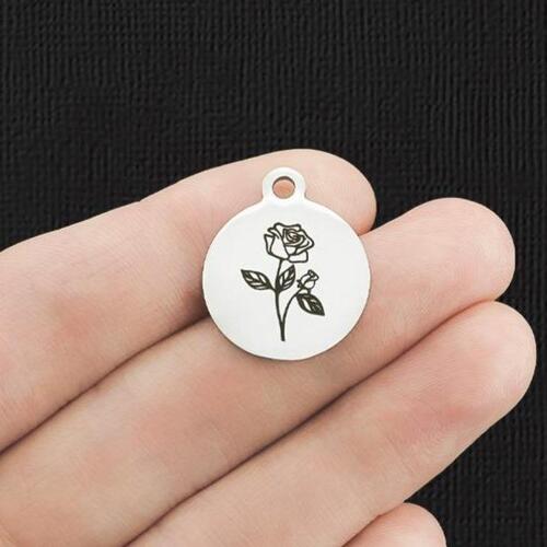 Breloques Rose de Juin en Acier Inoxydable - BFS001-5604