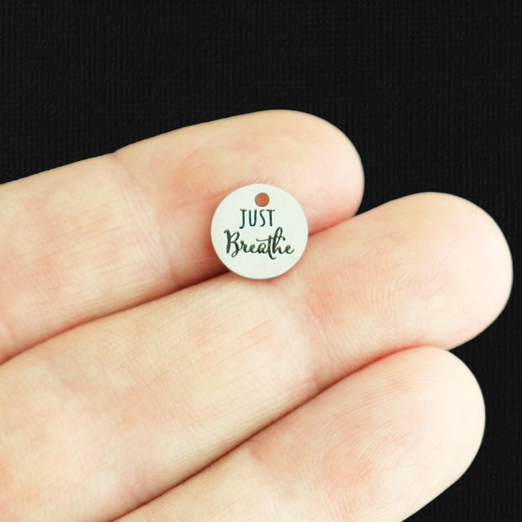 Just Breathe Stainless Steel 10mm Round Charms - BFS005-7983