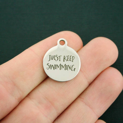 Continuez à nager Breloques en acier inoxydable - BFS001-1358