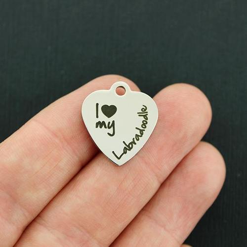 Labradoodle Stainless Steel Charms - I love my - BFS011-3115