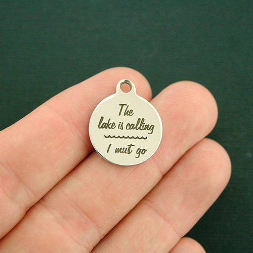 Lake Stainless Steel Charms - The lake is calling, I must go - BFS001-2429