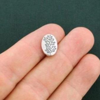 Leaf Spacer Beads 13mm x 10mm - Silver Tone - 10 Beads - SC5800