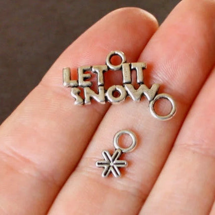 Let it Snow Antique Silver Tone Charms - 4 Ensembles 8 Pièces - SC305