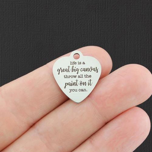 La vie est une breloque en acier inoxydable - grande grande toile jetez toute la peinture que vous pouvez - BFS011-4885