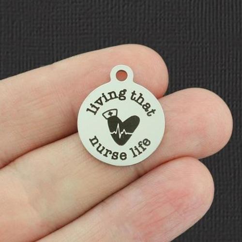 Living that nurse life Stainless Steel Charms - BFS001-5396