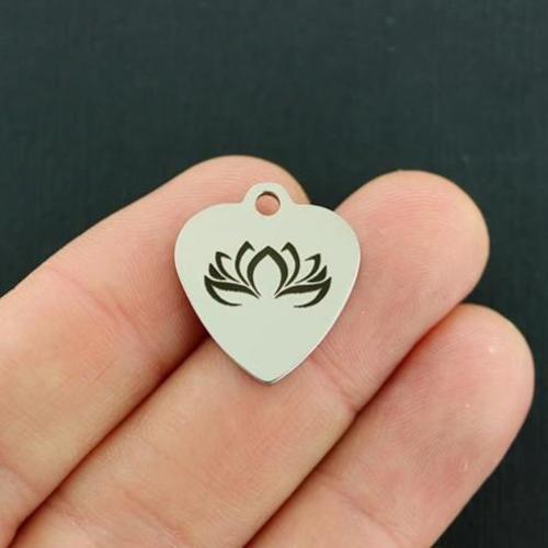 Lotus Flower Stainless Steel Charms - BFS011-4645