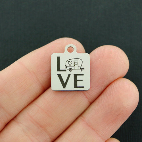 Love Camping Breloques en Acier Inoxydable - BFS013-4380