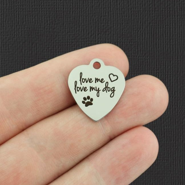 Love me Stainless Steel Charms - love my dog - BFS011-5551