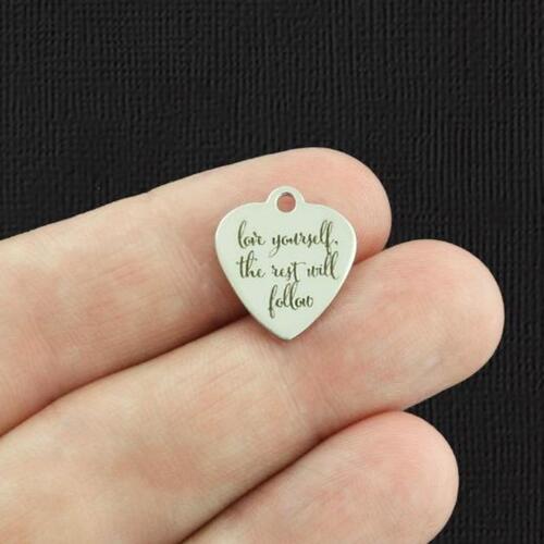 Love yourself Stainless Steel Small Heart Charms - the rest will follow - BFS012-5480