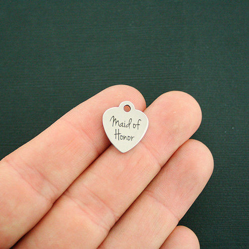 Maid of Honor Stainless Steel Small Heart Charms - BFS012-1939