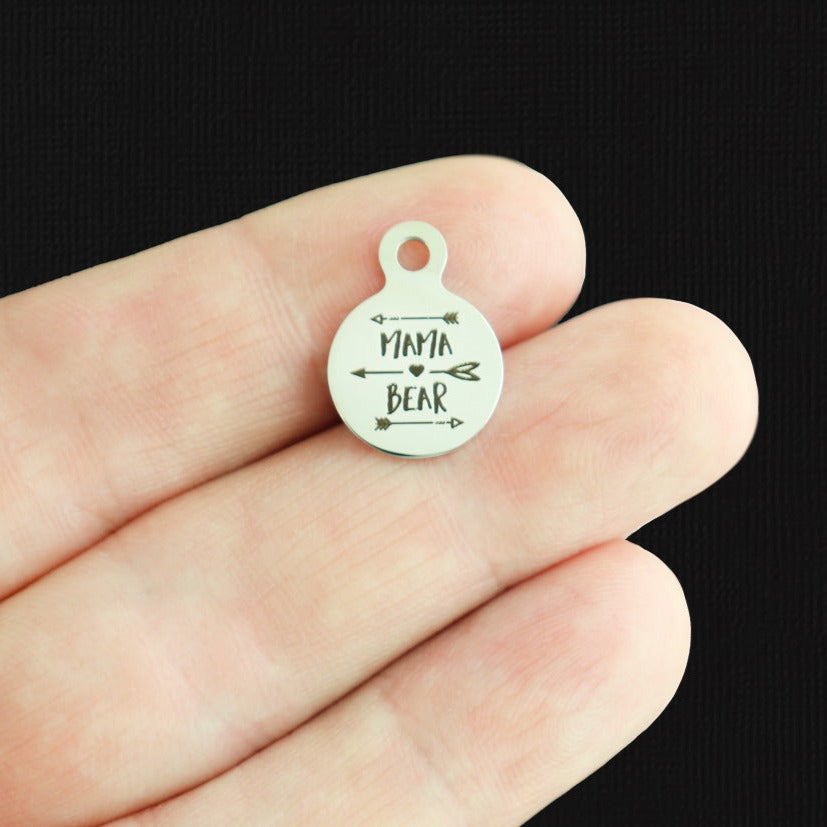 Mama Bear Stainless Steel 13mm Loop Charms - BFS008-8057
