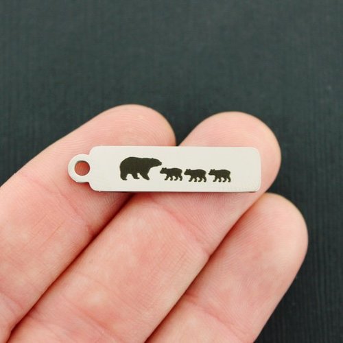 Mama Bear Stainless Steel Charms - 3 cubs - BFS015-7069