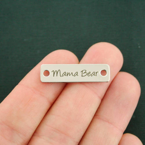 Mama Bear Stainless Steel Connector Charms - BFS016-7339