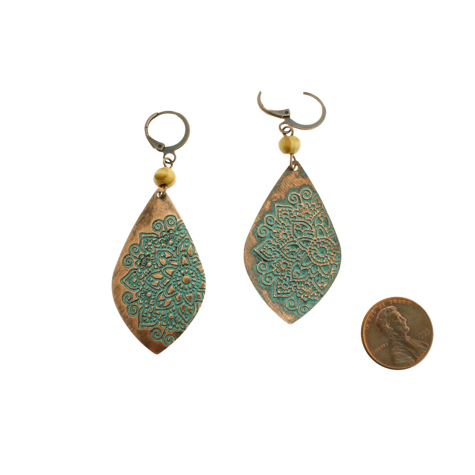 Boucles d'Oreilles Pendantes Mandala - Levier Arrière - 2 Pièces 1 Paire - Z898