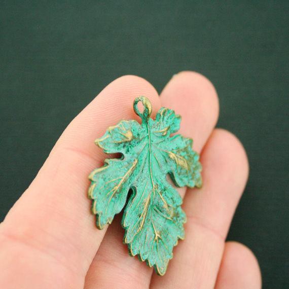 Maple Leaf Antique Bronze Tone Charm 2 Sided - BC172