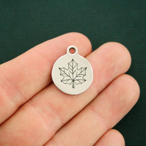 Maple Leaf Stainless Steel Charms - BFS001-2343