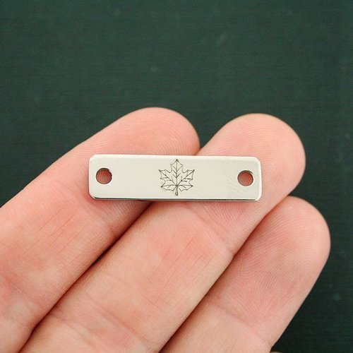 Maple Leaf Stainless Steel Connector Charms - BFS016-7380