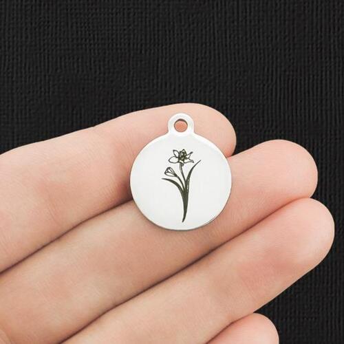 March Daffodil Stainless Steel Charms - BFS001-5600