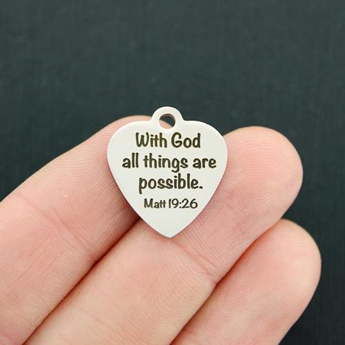 Matt 19:26 Stainless Steel Charms - With God all things are possible. - BFS011-2845