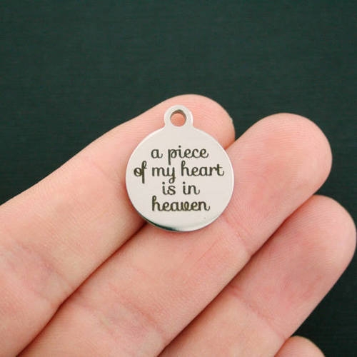 Memorial Stainless Steel Charms - A piece of my heart is in heaven - BFS001-2926
