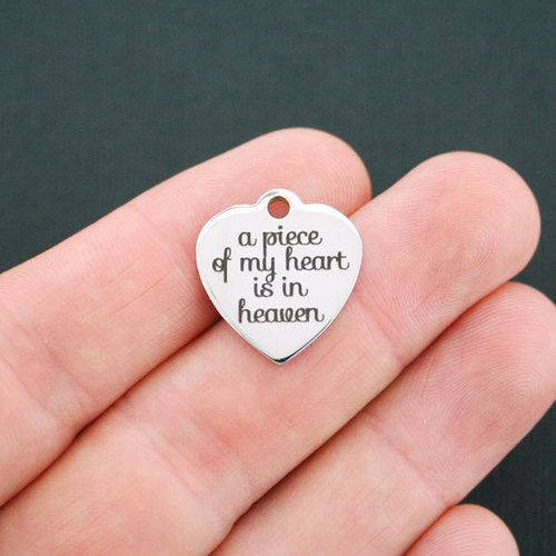 Breloques commémoratives en acier inoxydable - Un morceau de mon cœur est au paradis - BFS011-0583