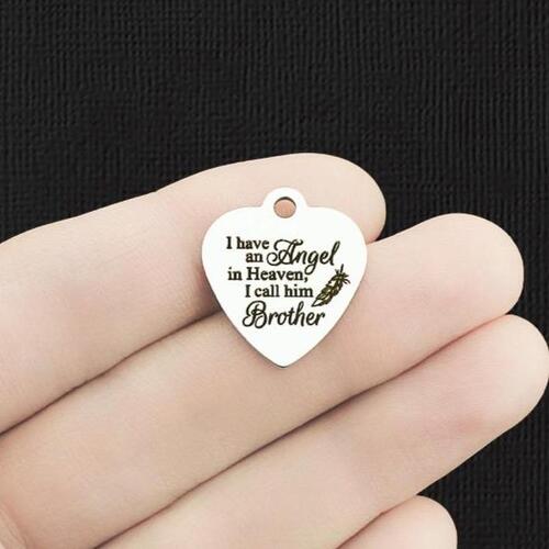 Memorial Stainless Steel Charms - I have an Angel in Heaven, I call him Brother - BFS011-6144