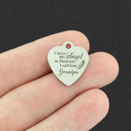 Memorial Stainless Steel Charms - I have an Angel in Heaven, I call him Grandpa - BFS011-5445