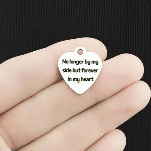 Memorial Stainless Steel Charms - No longer by my side but forever in my heart - BFS011-2810