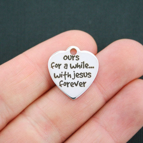 Breloques commémoratives en acier inoxydable - La nôtre pendant un certain temps... avec Jésus pour toujours - BFS011-0642