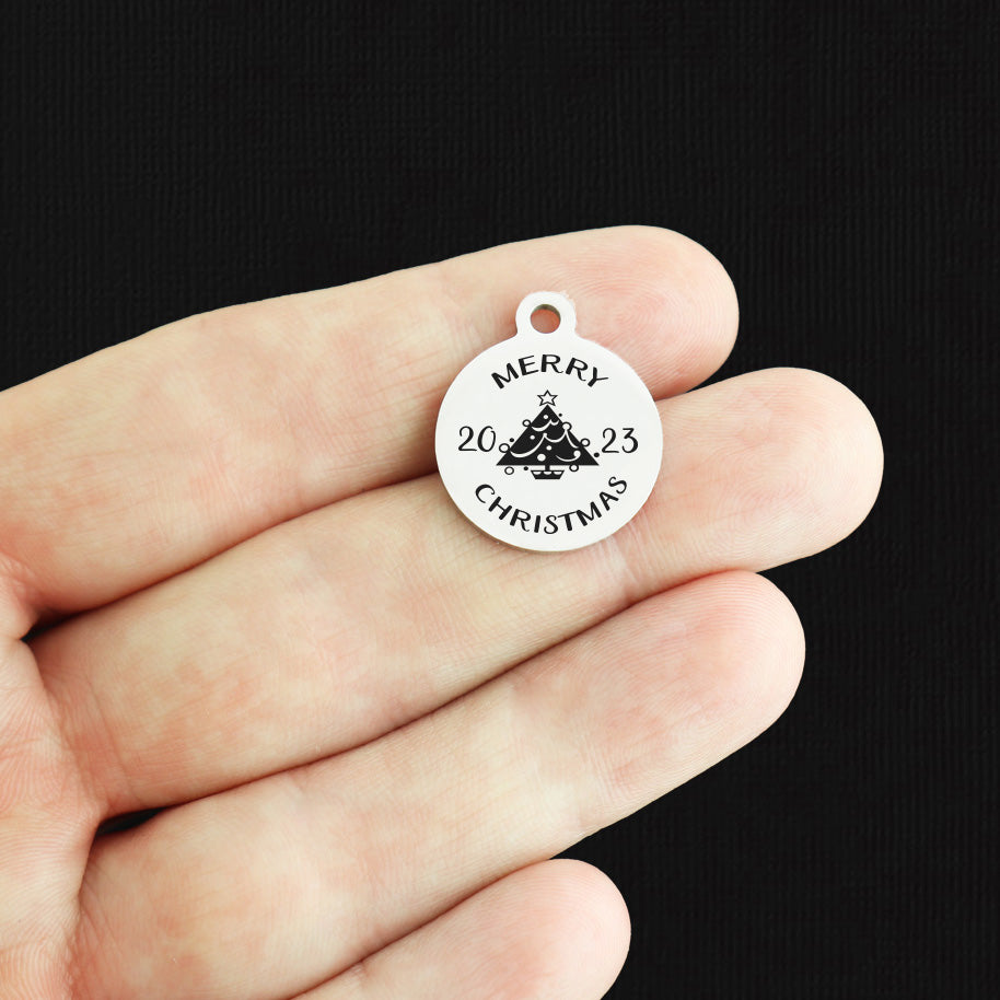 Merry Christmas 2023 Stainless Steel Charms - BFS001-6435