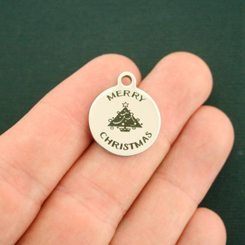 Merry Christmas Stainless Steel Charms - BFS001-2694