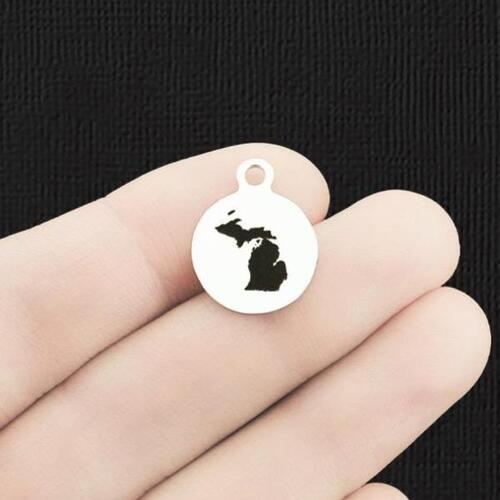 Michigan Stainless Steel Small Round Charms - BFS002-6295