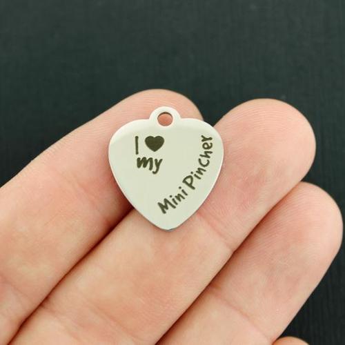 Mini Pincher Stainless Steel Charms - I love my - BFS011-3895